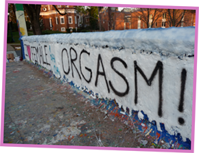 Students at the University of Virginia painted the traditional campus bridge for the upcoming Female Orgasm event.